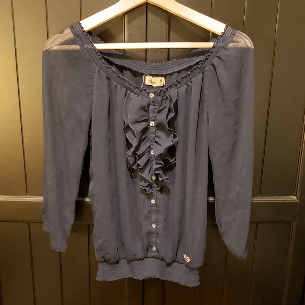 Hollister Sheer Ruffle Blouse